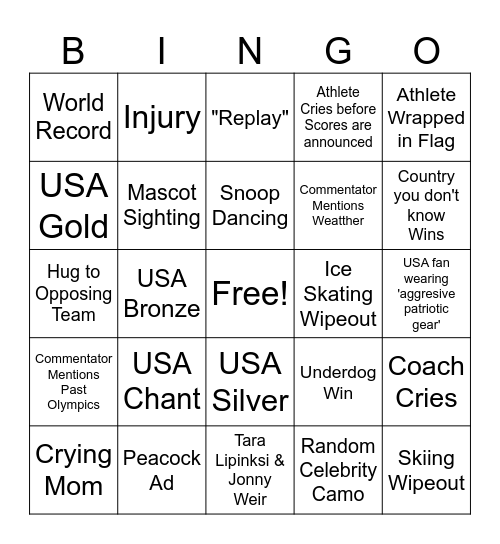 Olympics 2026 BINGO Card