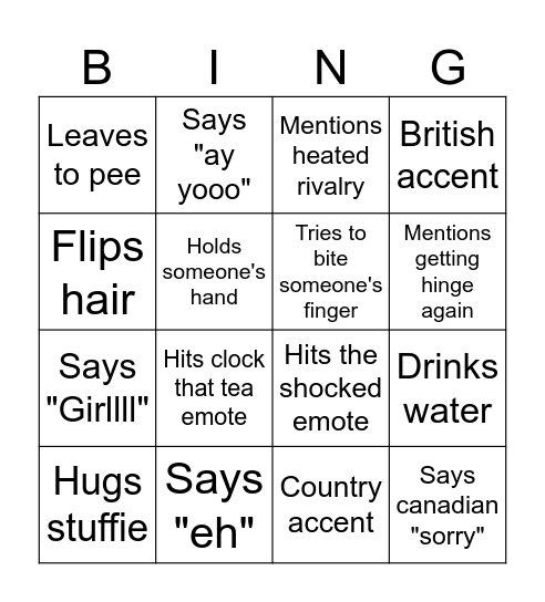 Amayur birth Bingo Card