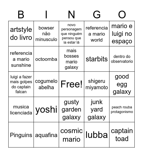 direct mario galaxy Bingo Card