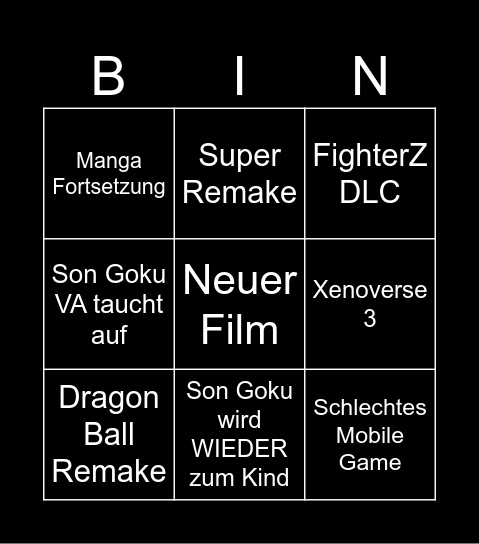 DRAGON BALL EVENT Bingo Card
