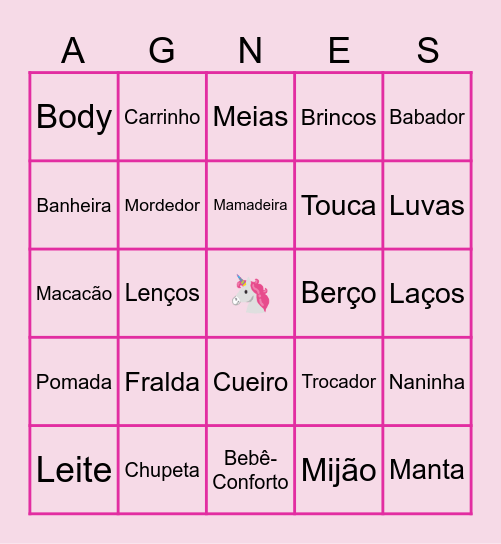 CHÁ DE BEBÊ DA Bingo Card