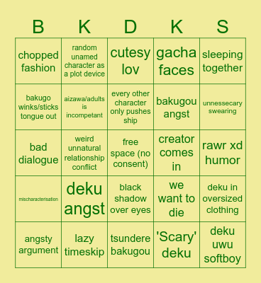 BakuDeku Gacha Bingo Card