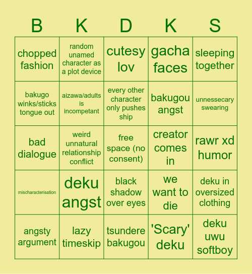 BakuDeku Gacha Bingo Card