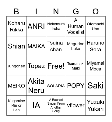 FLAVOR FOLEY Singer Predictions Bingo Card