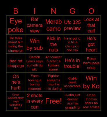 UFC 324 Bingo Card