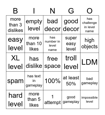 GD Bingo Card