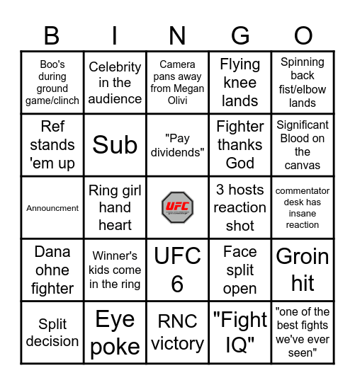 UFC BINGO Card
