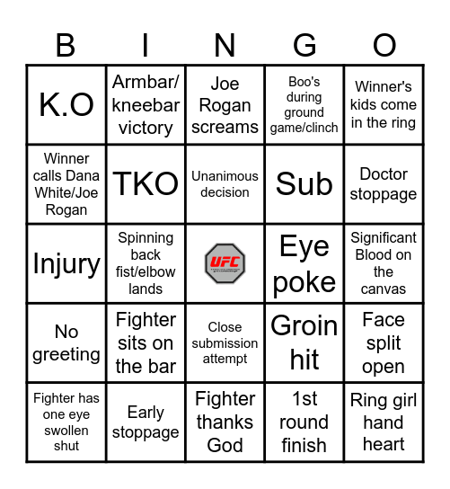 UFC BINGO Card