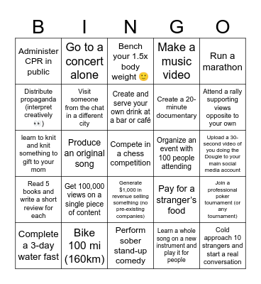 2026 Bingo Card