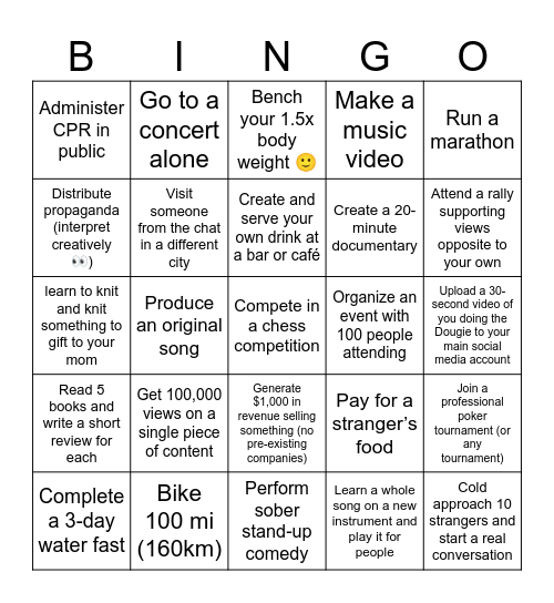2026 Bingo Card