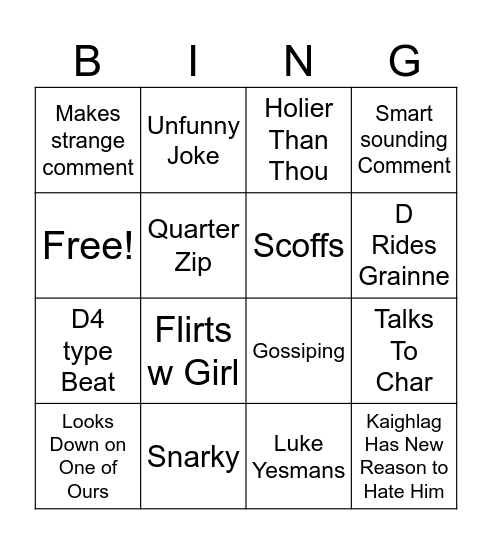 Ben Bingo Card