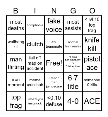 Valorant Bingo Card
