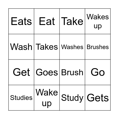 Simple Present Tense - Routines Bingo Card