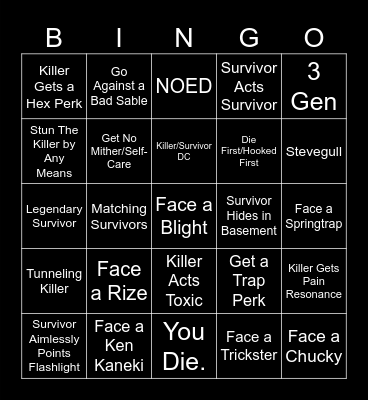 DBD Bingo #2 Bingo Card