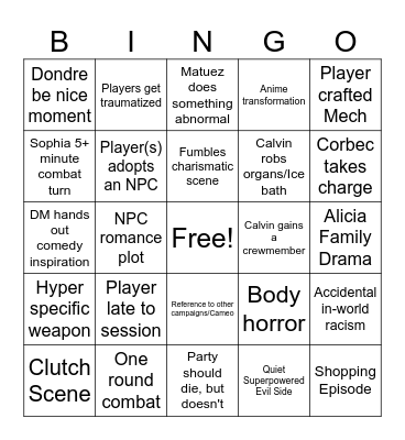 Space Bingo Card