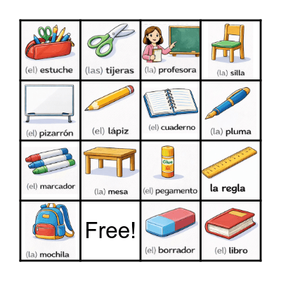 Loteria: La escuela con imágenes Bingo Card