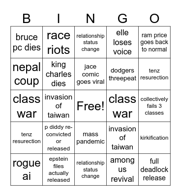 capybara Bingo Card
