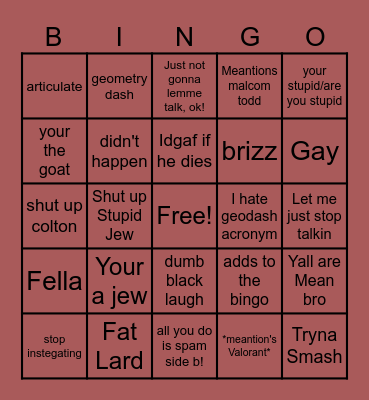 Amirs Bingo Card