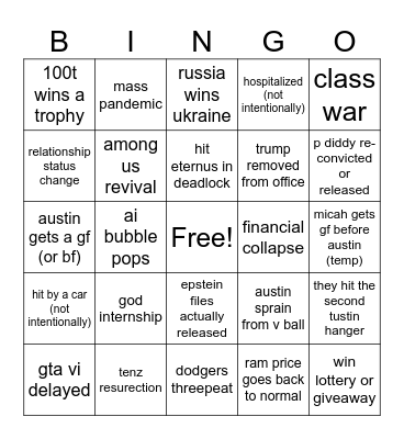capybara Bingo Card