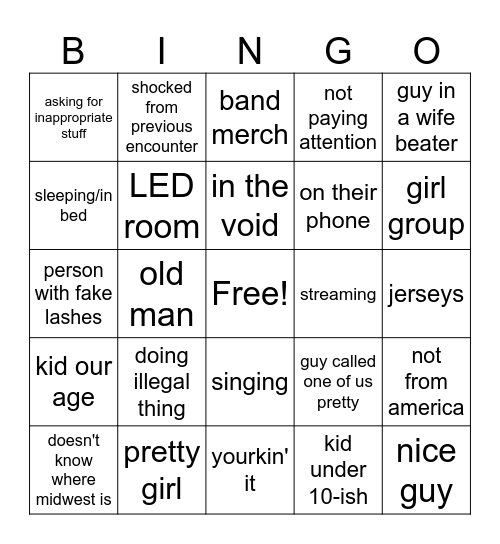 omegle bingo Card