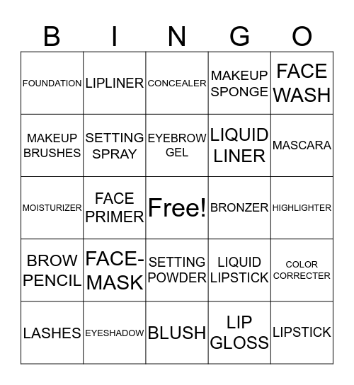 The Makeup Penpals Bingo Card