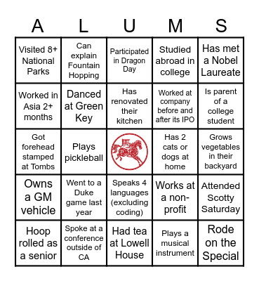 Meet Someone New Who... Bingo Card