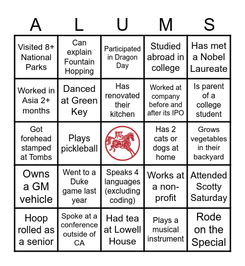 Meet Someone New Who... Bingo Card