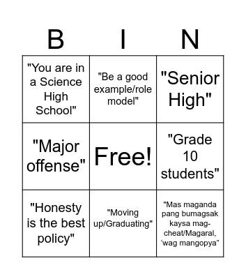 hahah Bingo Card