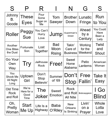 CHERRYVILLE ROAD HOUSE Bingo Card