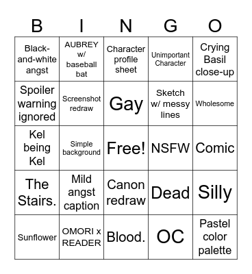 Omori Lol Bingo Card