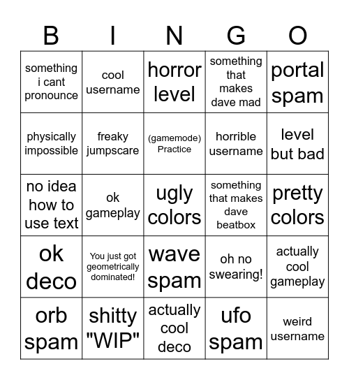 recent tab bingo #1 Bingo Card
