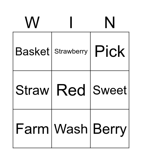 Strawberry Bingo Card