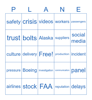 BOEING Bingo Card