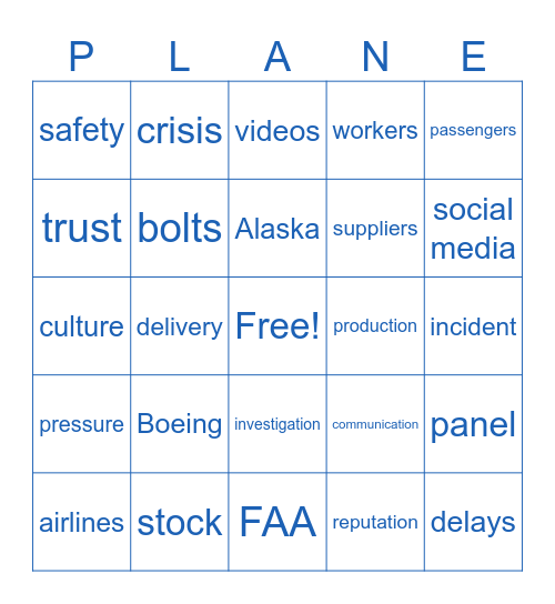 BOEING Bingo Card