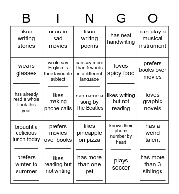 Find someone who... Bingo Card