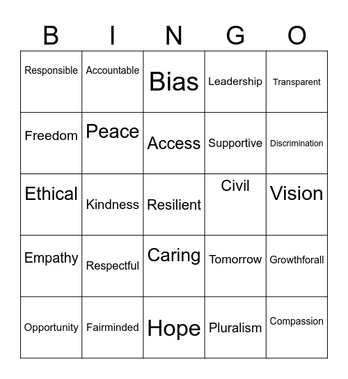 EQUALITY BINGO Card