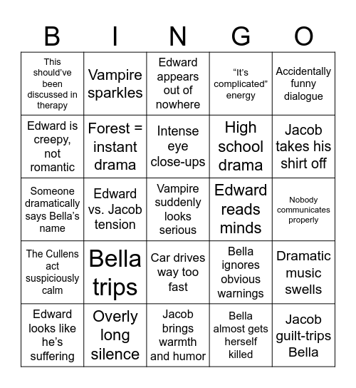 Twilight marathon Bingo Card