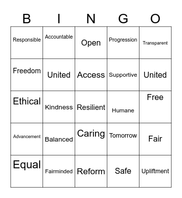 EQUALITY BINGO Card