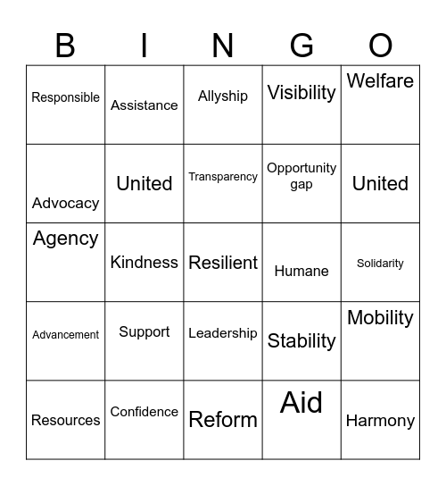 EQUALITY BINGO Card