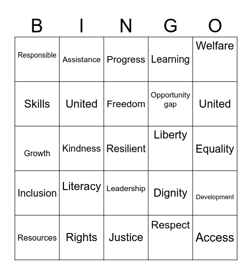 EQUALITY BINGO Card