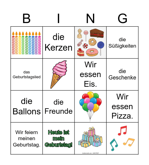 Arans Geburtstag Bingo Card