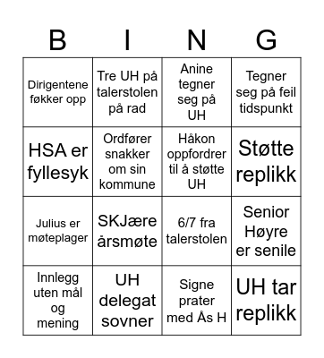 AHÅM Bingo Card