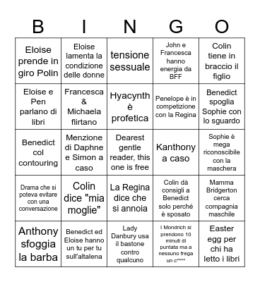 Bridgerton stagione 4 Bingo Card