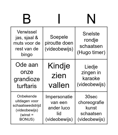 Luco uitje!! Bingo Card