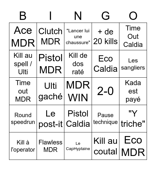 MDR vs Caldia Bingo Card
