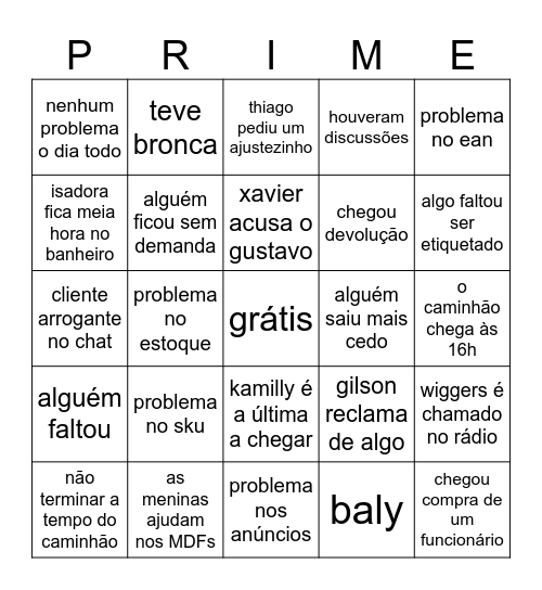 lar prime bingo Card