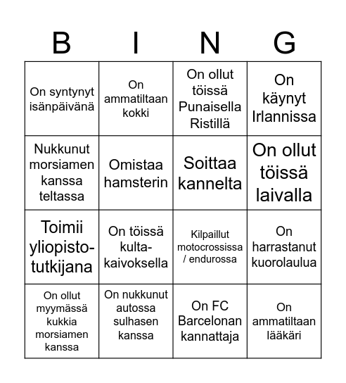 Hääbingo Card