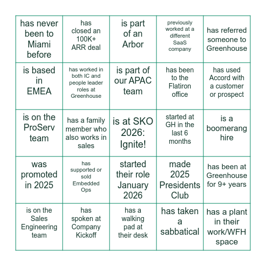 Find a co-worker who... Bingo Card