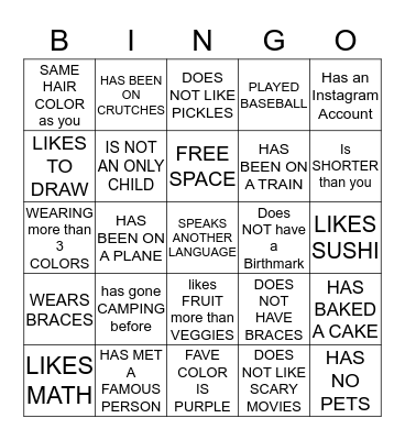 FIND SOMEONE WHO.... Bingo Card