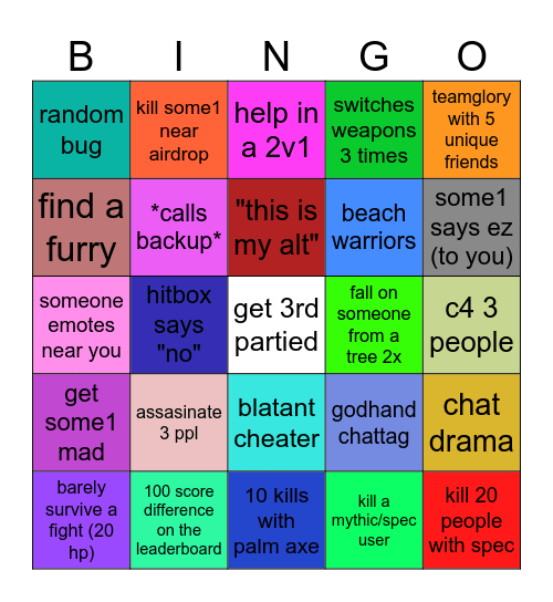 scuffed cw bingo!! Bingo Card